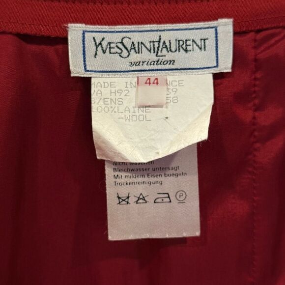 Yves Saint Laurent Women's US XL Vintage Red Wool Pencil Skirt - Rare 80s/90s - Picture 6 of 9
